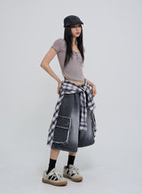 [U-BASIC] Slow button V-neck short sleeve