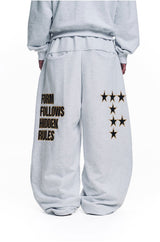 Star Lettering Patch Sweat Pants - White