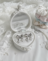 [ILLIT イロハ, NMIXX へウォン Piercing] バレリーナリボンピアス - Silver