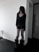 loose V-wrap shirring T (2color)