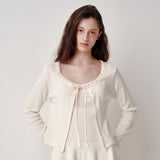 Ribbon Tie Cardigan (Cream)