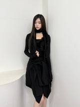 1530. Fur trimming scarf top set (3color)
