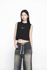 25SS ベーシックロゴウーマンクロップスリーブレス ブラック