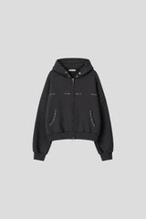 Mute Stud Crop Hoodie Zip-Up (4color) (No.1008)