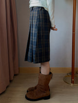  CHECK LOOP PLEATS SKIRT