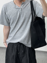 ワッフルヘンリーネックハーフTシャツ