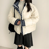 Daring checkered lining point short padded coat