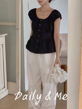 Cotton shirring blouse(2color)