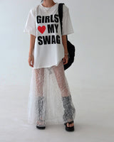 ハートレタリングショルダーパッドオーバーサイズフィット半袖Tシャツ