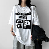 Bird Oversized Fit Flower Short Sleeve T-shirt
