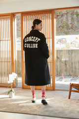 Classic Patch Inner padding Unisex Black wool coat