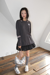 SAILOR COLLAR PRINTING T-SHIRT CHARCOAL