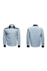 Colorblock Sequin Draped Shoulder Shirt