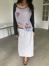 Flower print raglan T(2c)