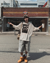 Drag rivet sweat half pants