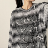 ENK ヒップストリート ダンガラ リブ ロングスリーブ Tシャツ