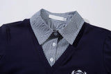 Modern Check V-Neck Layered T-shirt 232756841