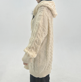 (KNIT DRESS + ZIP-UP) ソフトルーズフィット2WAYケーブルフードニット - 2 COLOR