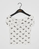 Candi Ribbon Pattern Off-Shoulder T-Shirt