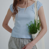 Puff U-neck T-shirt (Blue)