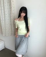 ワキン フリル ミディスカート