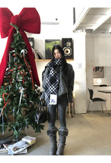 Wool charcoal oversized knit pants two-piece set