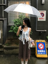 ラブサム レース フリル リボン スリーブレス トップ