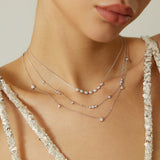 [worn by twice nayeon] silver pavé multi beads chain rhodium plating + 925 silver necklace N065-07H