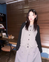 (3color) Flap Two-Pocket Flare Ribbed Skirt