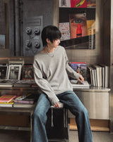 Waffle Button Wide Long Sleeve