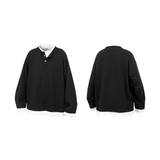 RELABEL (‘LABEL’) Fine-textured, woven, two-tone, optical illusion, faux two-piece, long-sleeved base layer T-shirt