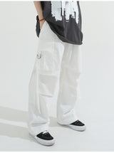 Strap cotton cargo pants