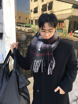 No.1547 wool check muffler (4color)