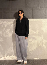 High-Neck Cable Half-Zip Up Knit 6COLOR