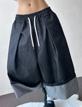 Rolling Overalls Balloon Wide Bermuda 2Color