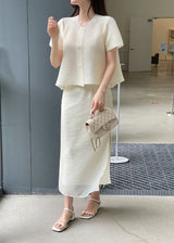 Corinne Layered Chiffon Slit Maxi Long Skirt