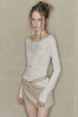 LACE BOATNECK TOP white