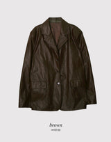 #Simple Leather Overfit Leather Jacket (2color)