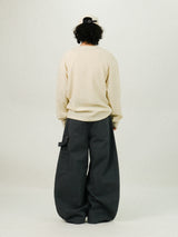 PU Double Knee Carpenter Wide Pants