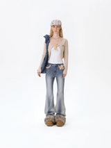 13DE MARZO Bear Denim Jacket Tote Bag Blue