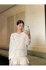 Lily frill shirring lace skirt