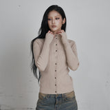 C HIGH NECK KNIT SLEEVELESS CARDIGAN SET_BEIGE