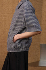 Crinkle Stripe Curved Shirt