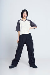 サイクルプリントラグラン ½Tシャツ (charcoal/ivory)
