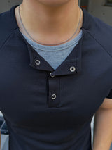 Snap layered muscle short-sleeve t-shirt