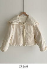 [100% Duck Down] Mezz Wool Sailor Collar Short Padding