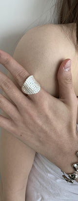 Silver mirror ball ring