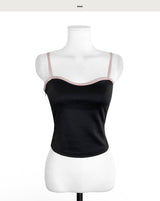 [ pink line ] cheer-satin sleeveless top + strap mini sk