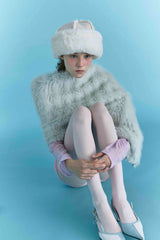 FUR TOQUE HAT IN SUEDE CREAM