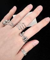 4set Unique Drop Silver Ring Set